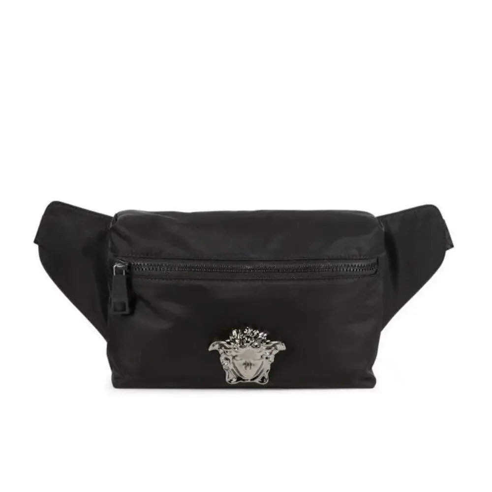 NWT Versace La Medusa Pallazo Black Nylon Fanny Pack Bum Belt Sling Bag $900